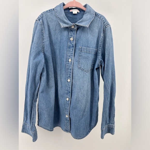 Crewcuts by J Crew Girls Size 10 Blue Jeans Chambray Button Down Shirt Top - Picture 1 of 6